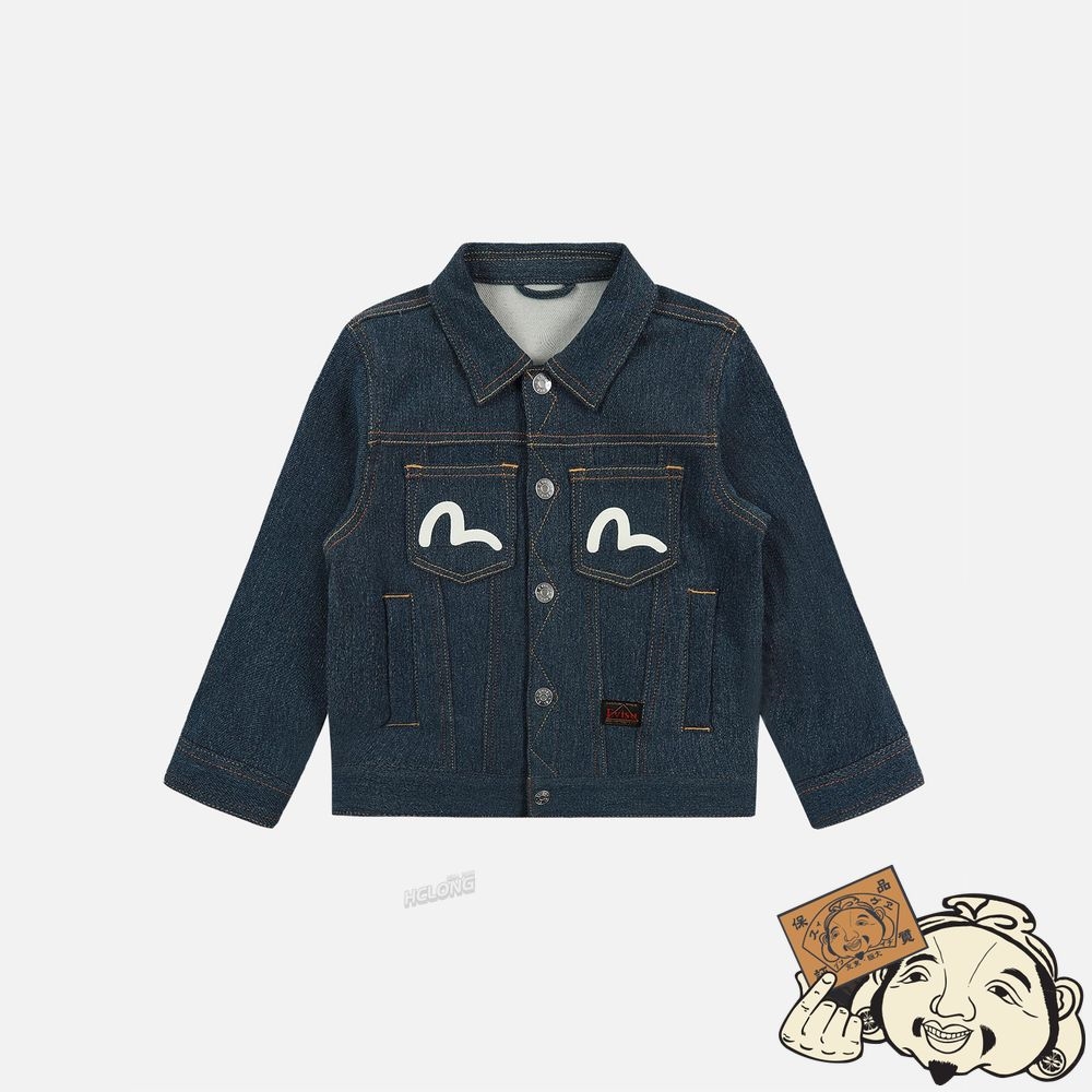 Kids Evisu GODHEAD DAICOCK PRINT DENIM JACKET Indigo | 190IGRLWX