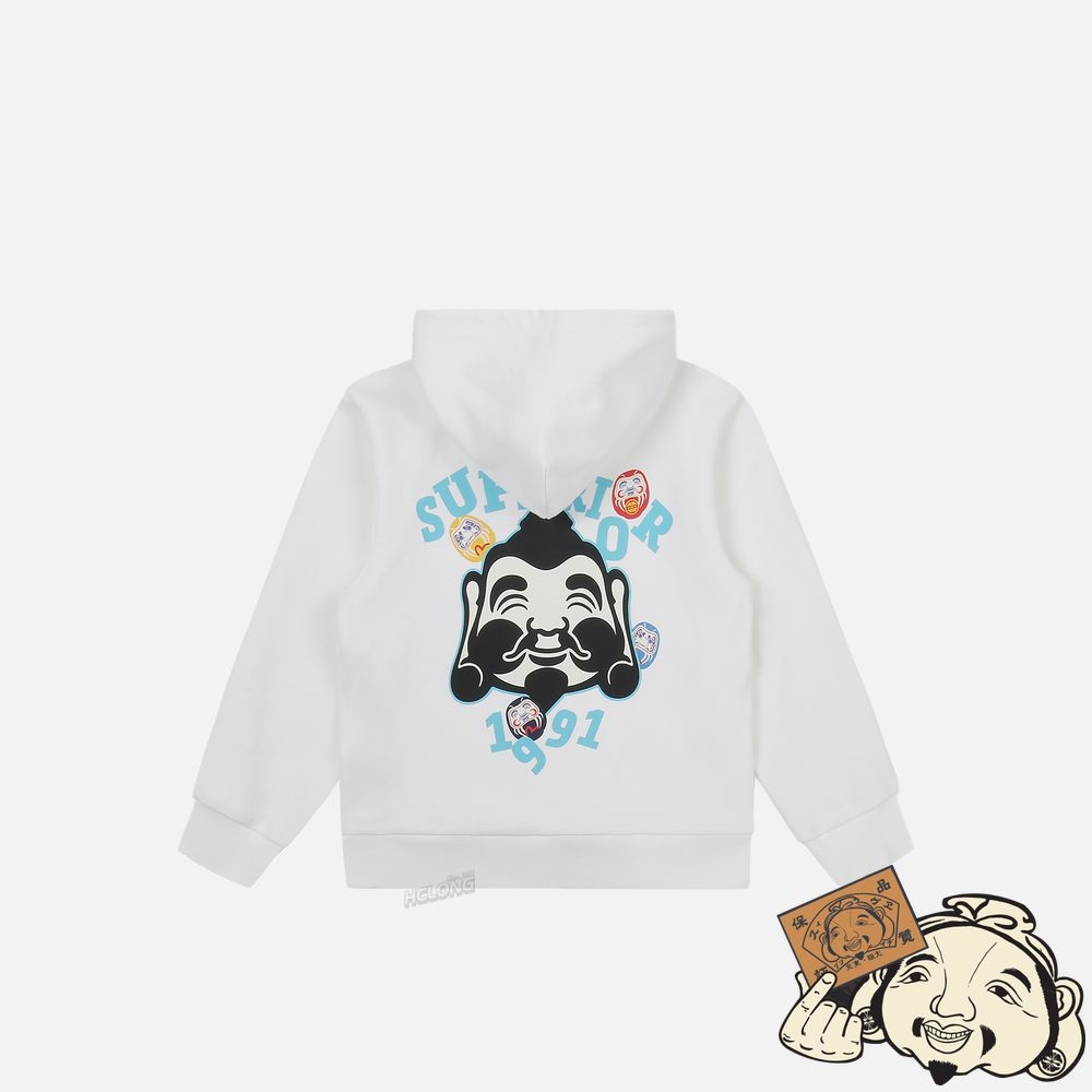 Kids Evisu GODHEAD PRINT HOODED SWEATSHIRT Blanche | 347AGHYEI