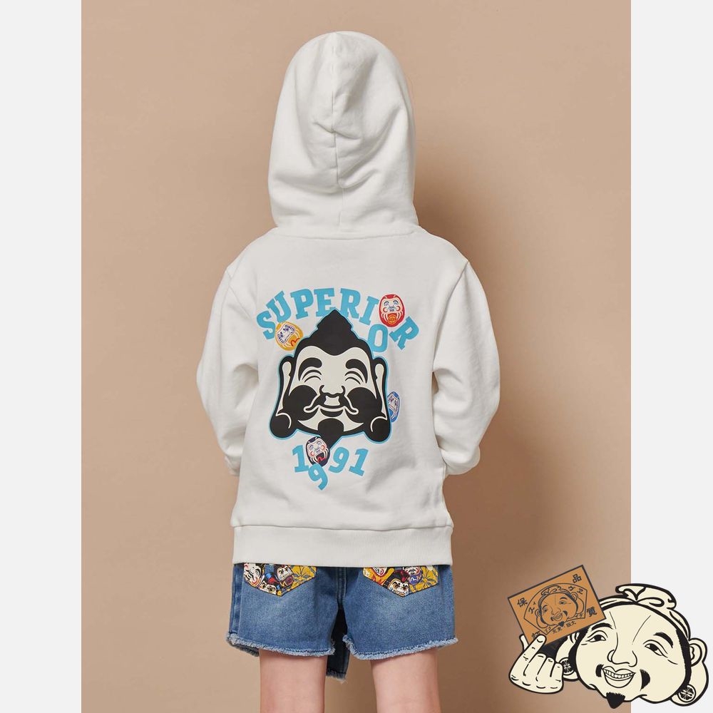 Kids Evisu GODHEAD PRINT HOODED SWEATSHIRT Blanche | 347AGHYEI
