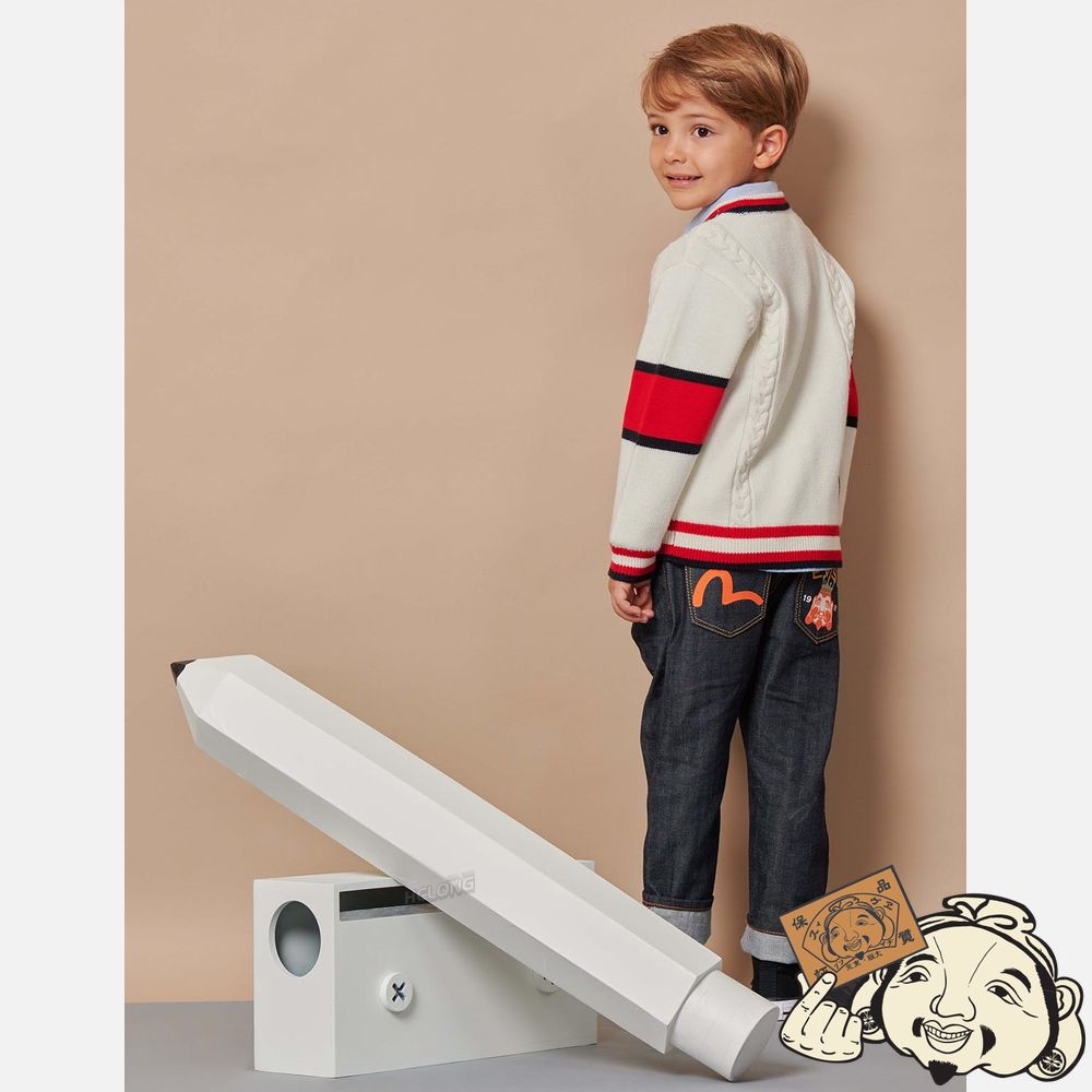 Kids Evisu KING GODHEAD BADGE KNITTED CARDIGAN Beige | 641HITFYX