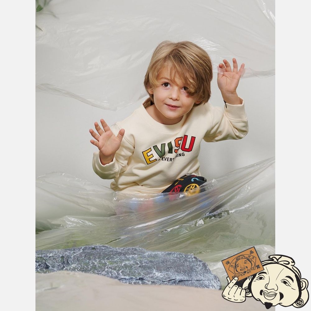 Kids Evisu LOGO AND DAICOCK PRINT SWEATSHIRT Beige | 561TQFZSW