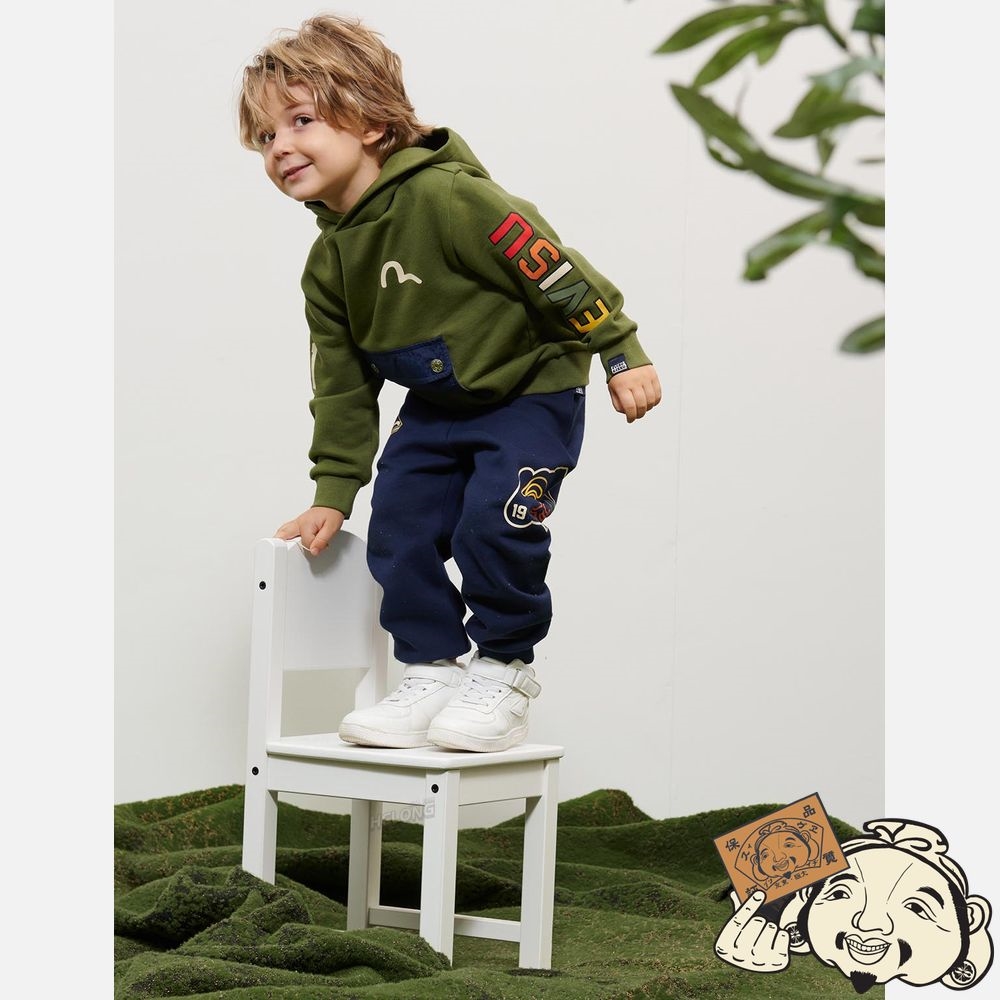 Kids Evisu LOGO AND SEAGULL PRINT HOODIE Vert | 826GVURXT