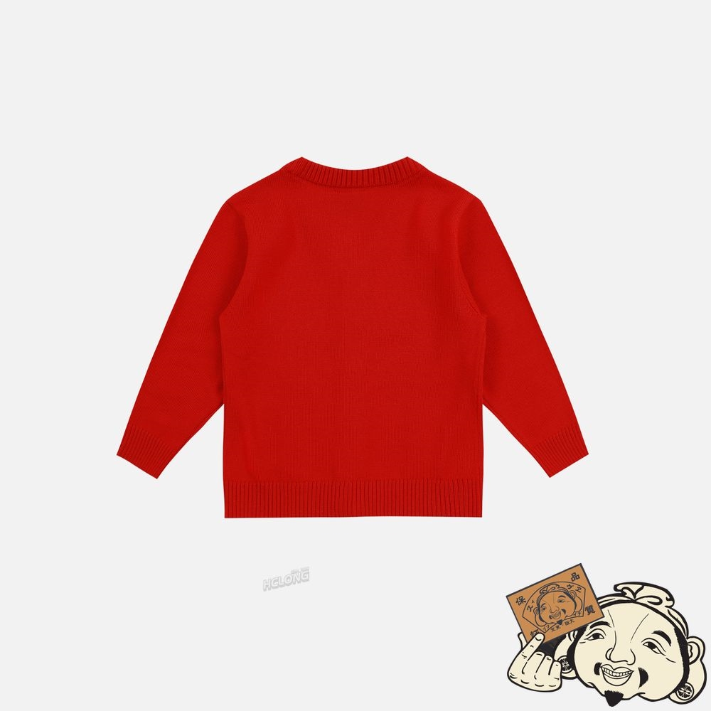 Kids Evisu LOGO-PATTERN STRIPE KNITTED CARDIGAN Rouge | 749RNLTIX