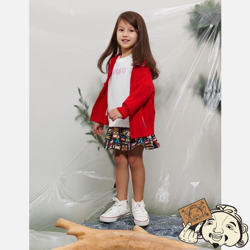 Kids Evisu LOGO-PATTERN STRIPE KNITTED CARDIGAN Rouge | 749RNLTIX