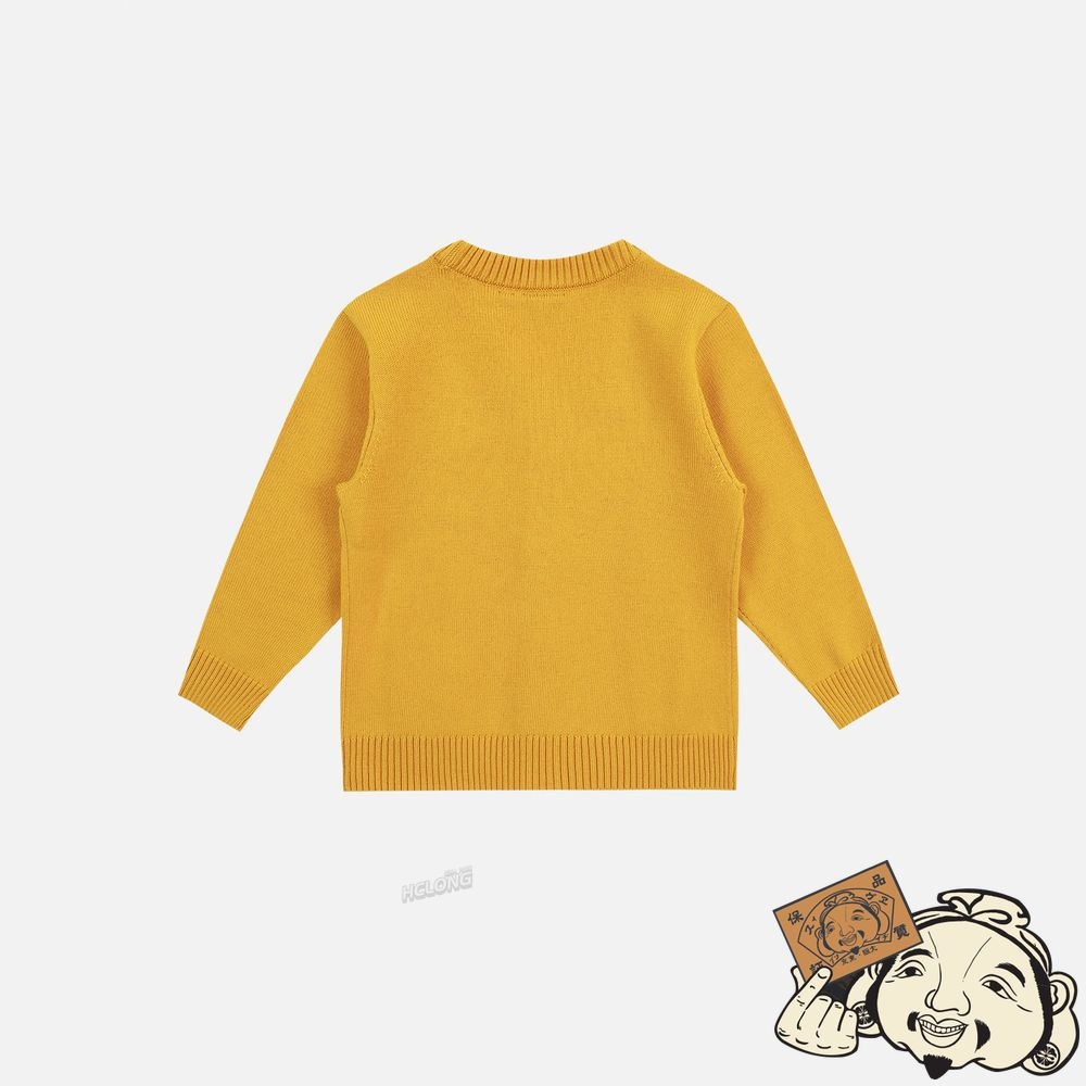 Kids Evisu LOGO-PATTERN STRIPE KNITTED CARDIGAN Jaune | 817OAEHSU