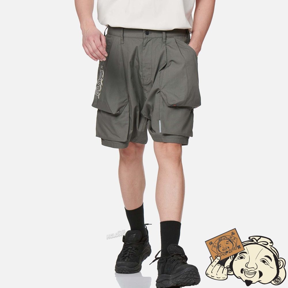 Men Evisu 3D BALLOON FIT CARGO SHORTS Grise | 053FRIHOL