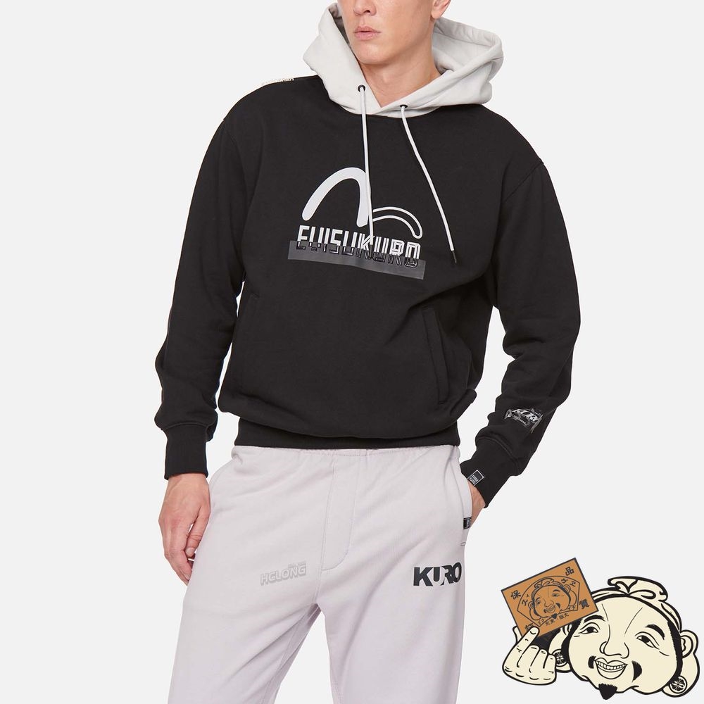 Men Evisu 3D LOGO PRINT HOODIE Noir | 490UCELXK