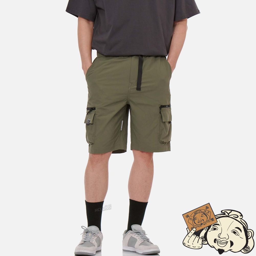 Men Evisu ADJUSTABLE WEBBING BELT CARGO SHORTS Vert | 680TQAVIX