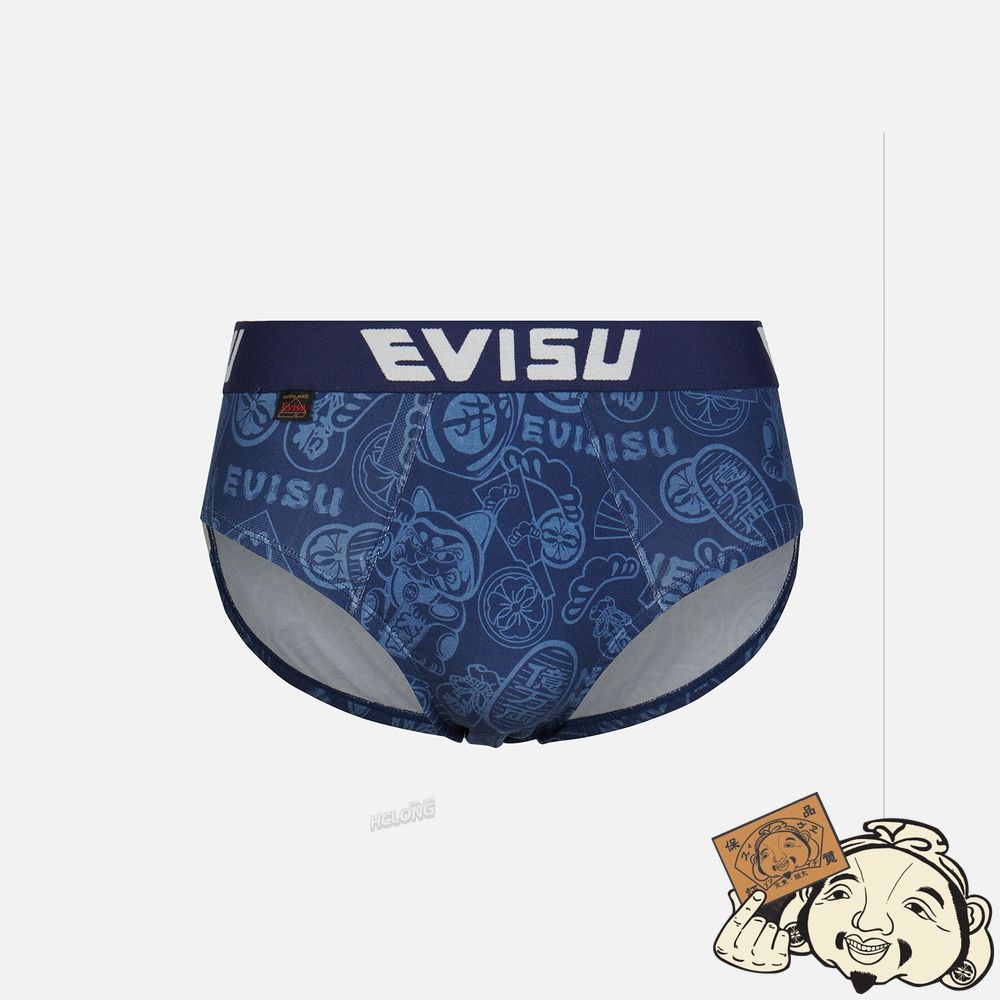 Men Evisu ALLOVER EVISU SQUAD PRINT BRIEFS Bleu Marine | 526UZLRAE