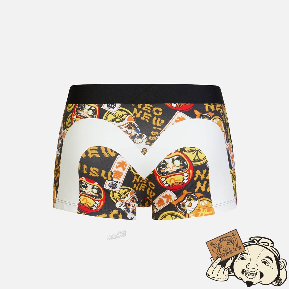 Men Evisu ALLOVER EVISU SQUAD PRINT TRUNKS Noir | 183ZMVLOC