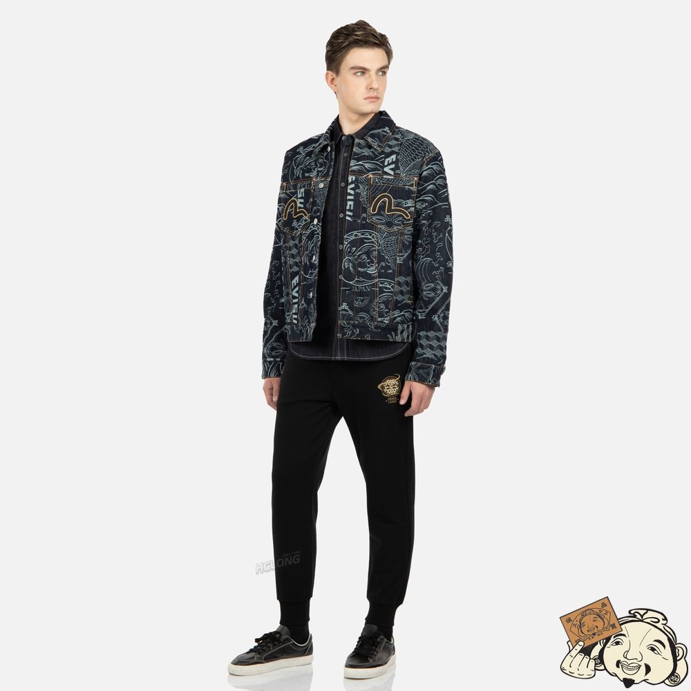 Men Evisu ALLOVER JAPANESE PATTERN JACQUARD DENIM JACKET Indigo | 235KTRYMX