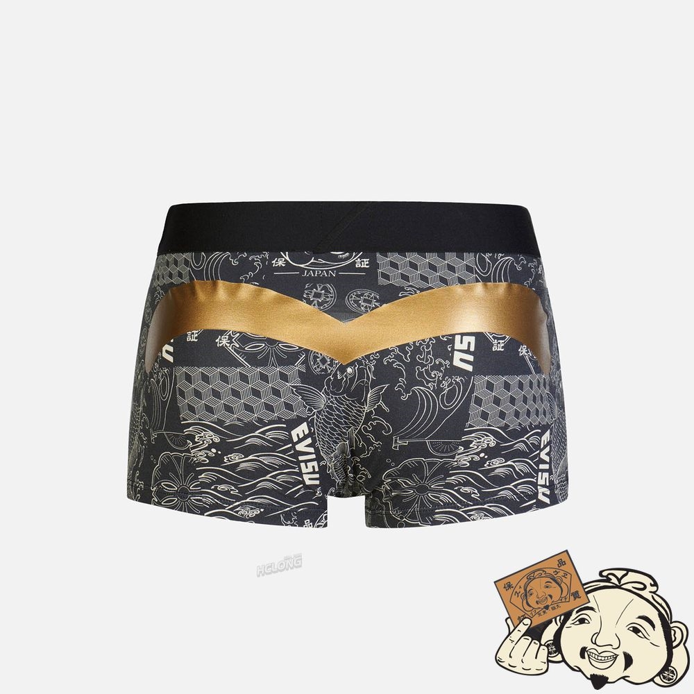 Men Evisu ALLOVER JAPANESE PATTERN PRINT TRUNKS Noir | 597SQLNPE