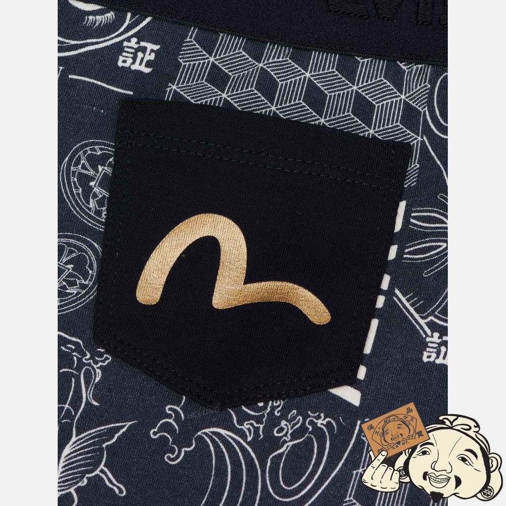 Men Evisu ALLOVER JAPANESE PATTERN PRINT TRUNKS Noir | 597SQLNPE