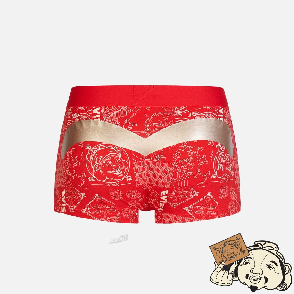 Men Evisu ALLOVER JAPANESE PATTERN PRINT TRUNKS Rouge | 925TWKEAY