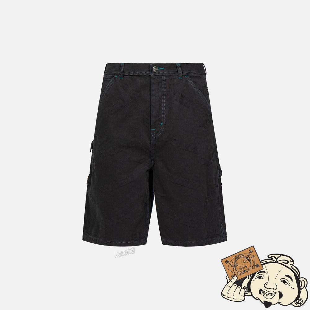 Men Evisu ALLOVER LOGO JACQUARD SHORTS WITH MULTIPLE POCKETS CHARCOAL | 283ROASBC