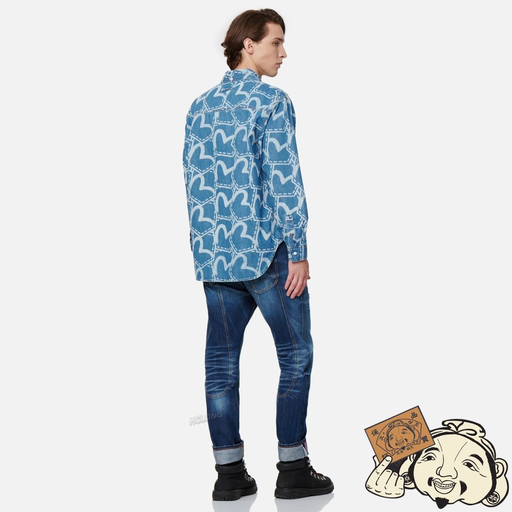 Men Evisu ALLOVER POCKET GRAPHIC PRINT DENIM SHIRT Indigo | 203IGZPAO