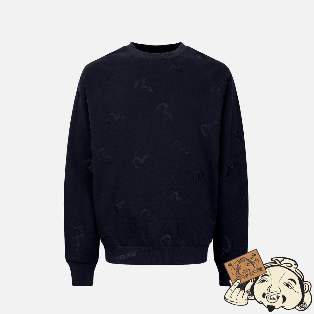 Men Evisu ALLOVER SEAGULL EMBROIDERY SWEATSHIRT Noir | 983RFGMSA
