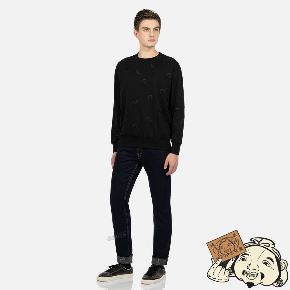 Men Evisu ALLOVER SEAGULL EMBROIDERY SWEATSHIRT Noir | 983RFGMSA