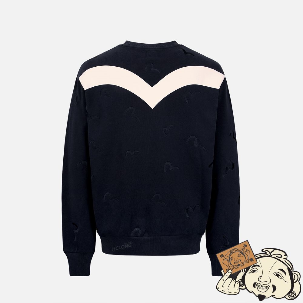 Men Evisu ALLOVER SEAGULL EMBROIDERY SWEATSHIRT Noir | 983RFGMSA