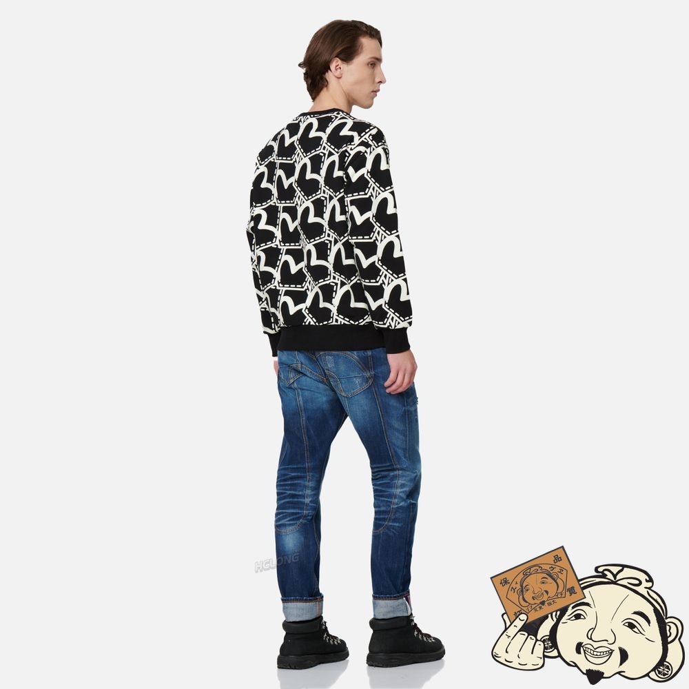 Men Evisu ALLOVER SEAGULL POCKET GRAPHIC PRINT SWEATSHIRT Noir | 435ONLQHX