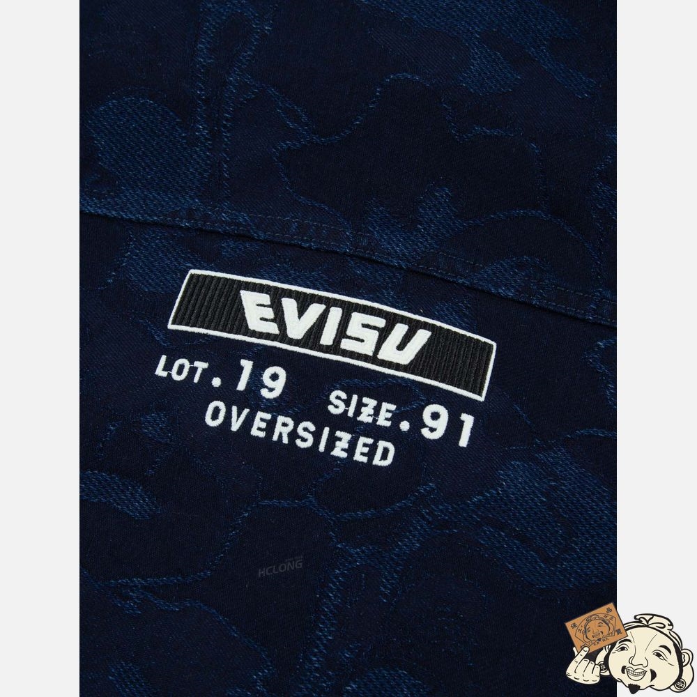 Men Evisu Allover Camouflage Jacquard Denim Jacket Indigo | 273AJQXML