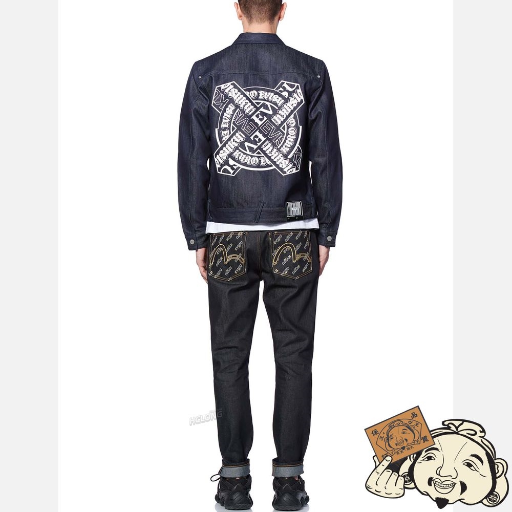 Men Evisu BOSOZOKU PRINT DENIM JACKET Indigo | 182VSYDCE