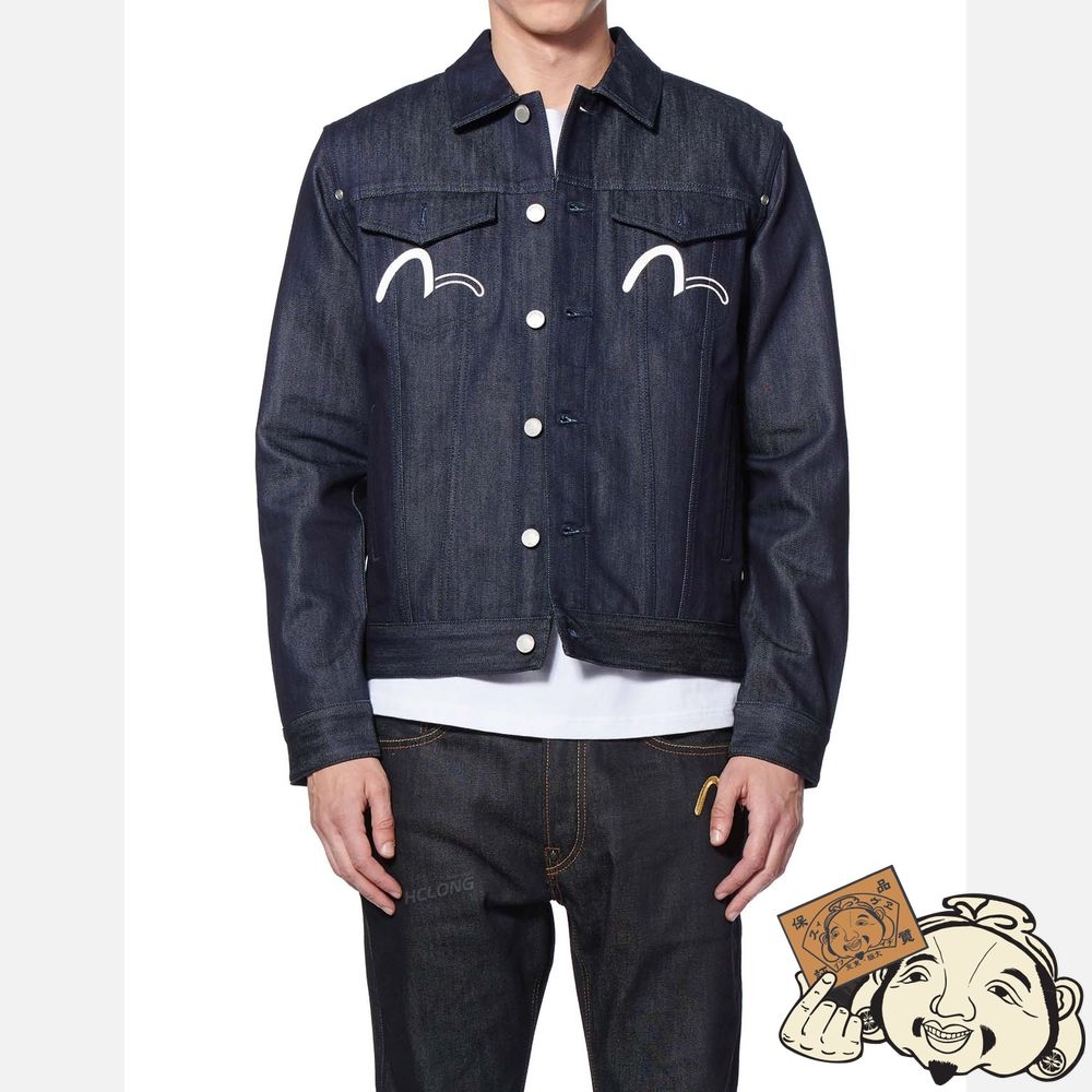 Men Evisu BOSOZOKU PRINT DENIM JACKET Indigo | 182VSYDCE