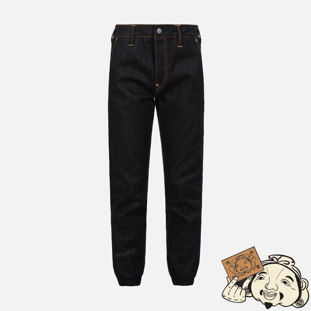 Men Evisu BRANDING JACQUARD DAICOCK INSERT DENIM JOGGER PANTS Indigo | 485OQAILW