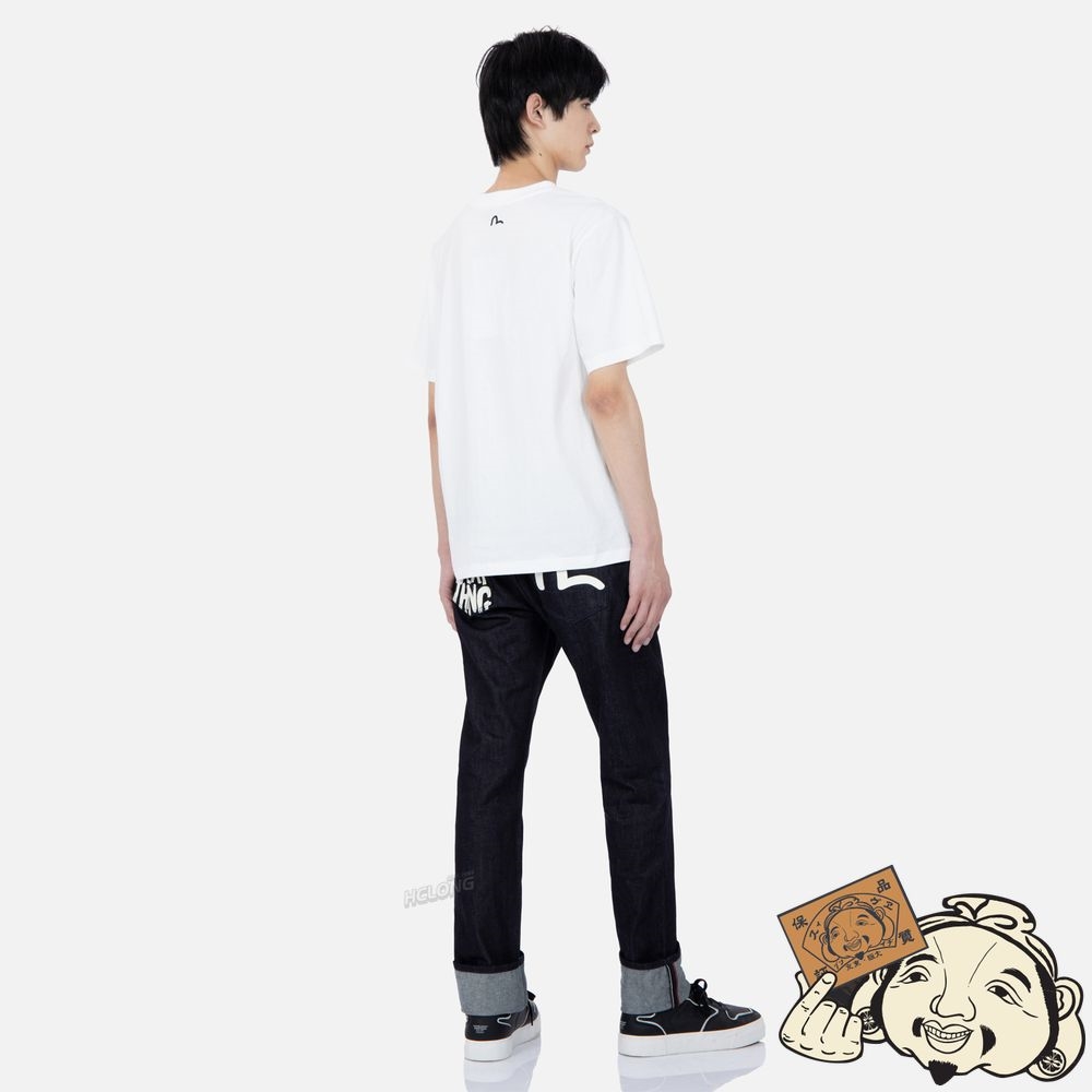 Men Evisu BRAND MOTTO AND SEAGULL PRINT SLIM-FIT JEANS #2010 Indigo | 298SCTGXH