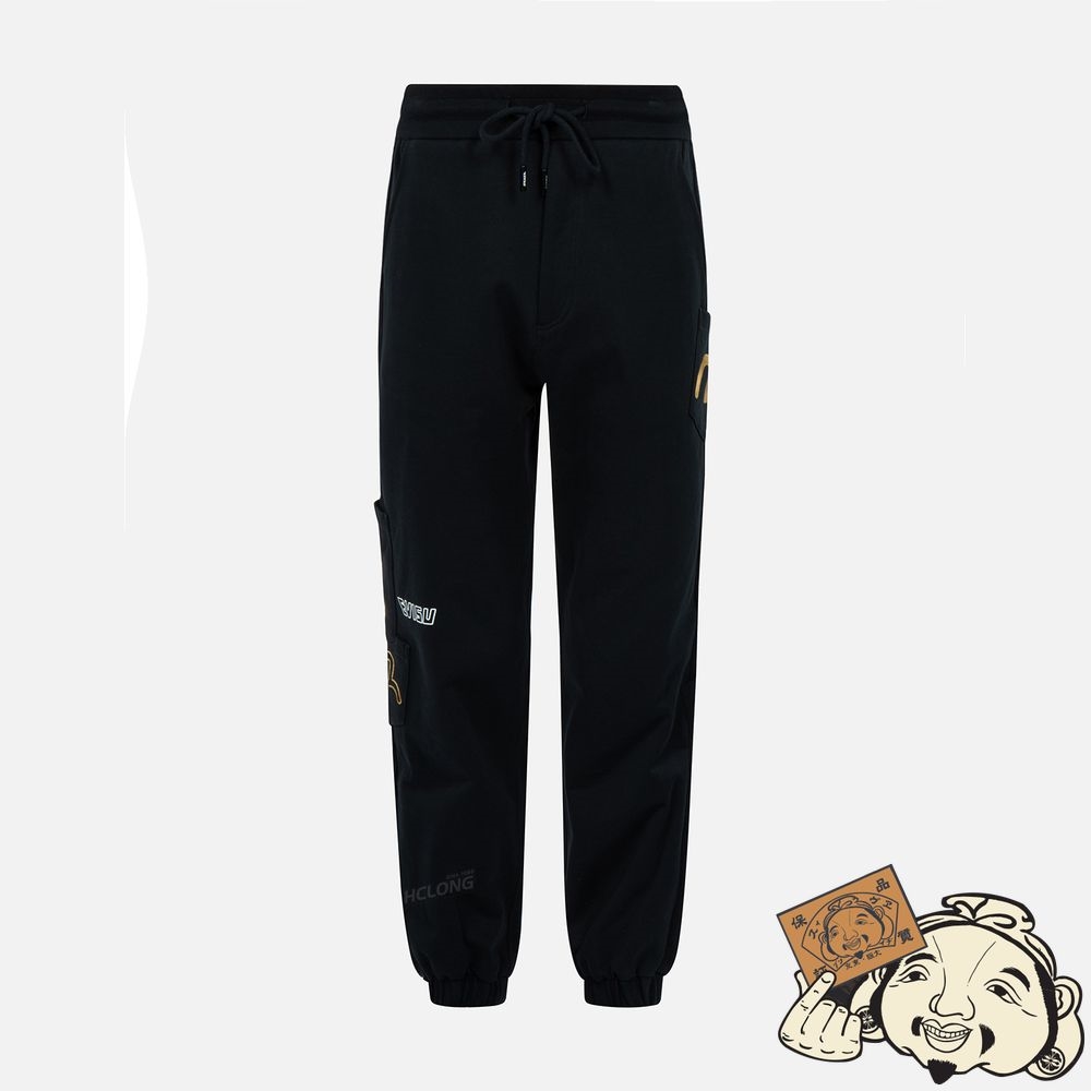 Men Evisu BROCADE APPLIQUÉ MULTI-POCKET SWEATPANTS Noir | 270CBVJLE