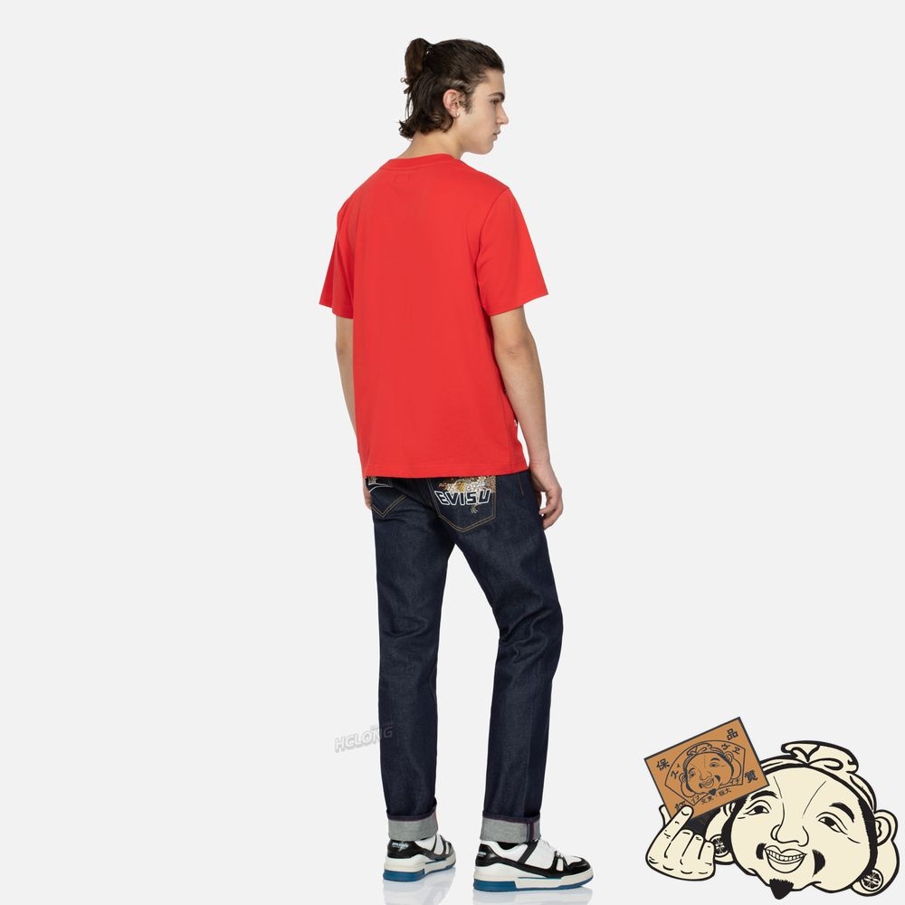 Men Evisu BROCADE KAMON AND SEAGULL EMBROIDERY SLIM-FIT JEANS #2010 Indigo | 170VTMELF