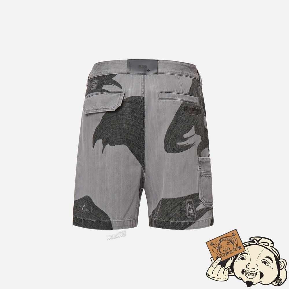 Men Evisu BRUSHSTROKE EFFECT WASHED DENIM SHORTS Grise | 395OLDYMX