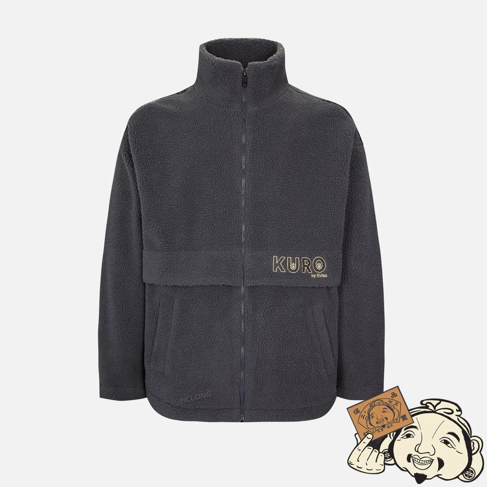 Men Evisu BRUSH CAMOUFLAGE JACQUARD FLEECE JACKET CHARCOAL | 160KMLCZJ