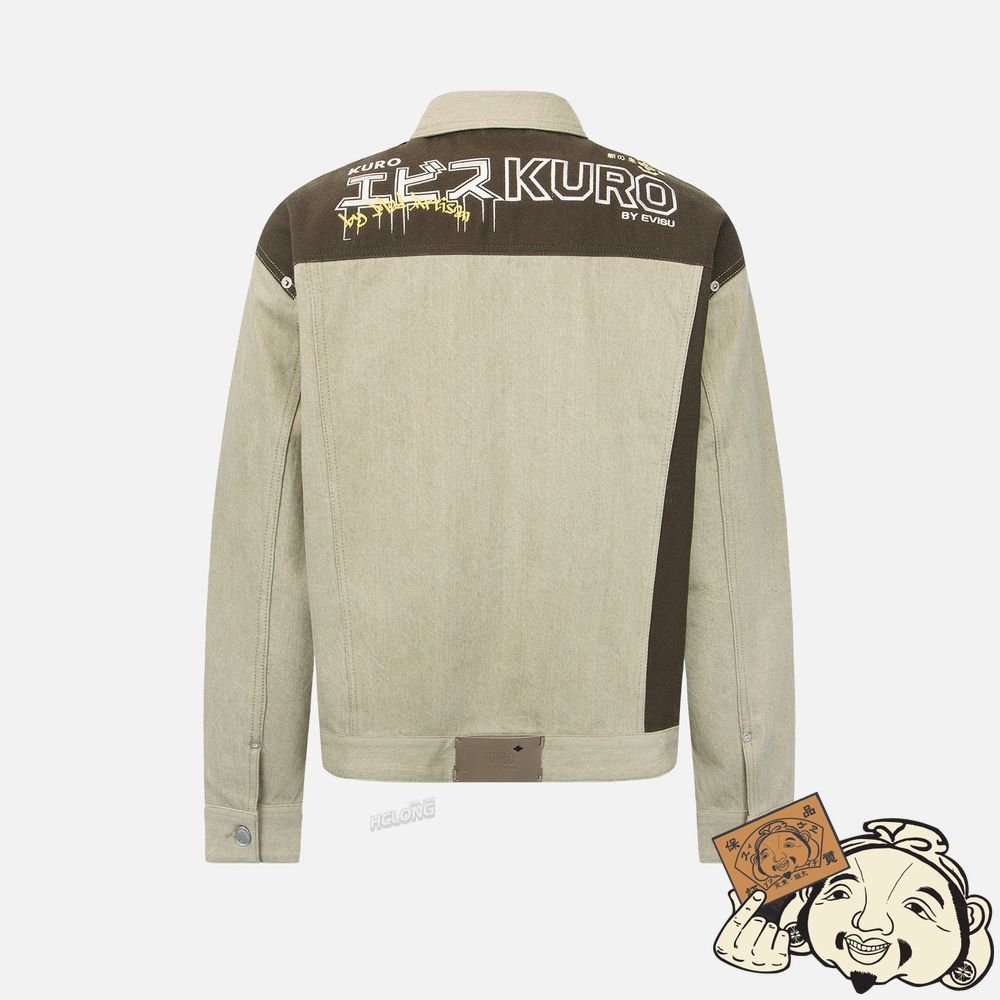 Men Evisu BRUSH EFFECT SEAGULL PRINT COLORBLOCK DENIM JACKET MULTIPLE | 752RDGKNJ