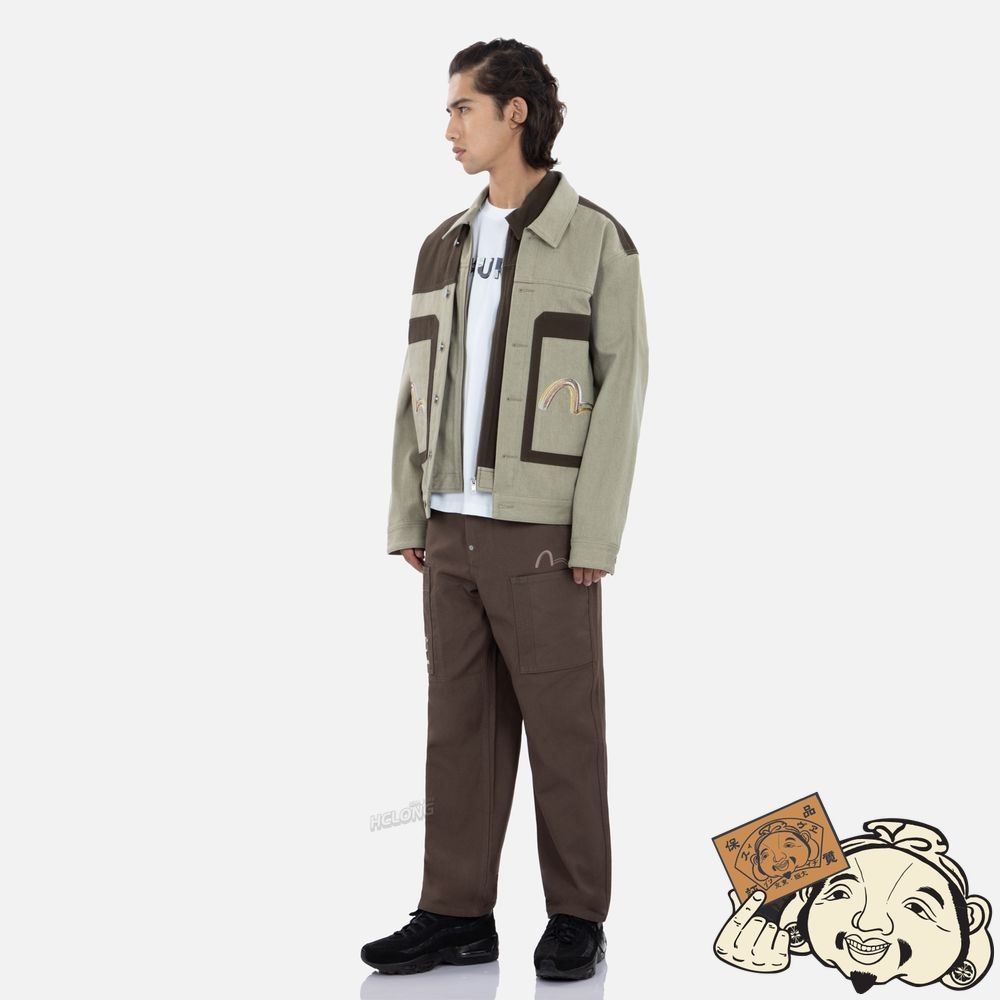Men Evisu BRUSH EFFECT SEAGULL PRINT COLORBLOCK DENIM JACKET MULTIPLE | 752RDGKNJ