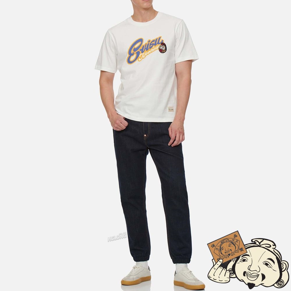 Men Evisu CALLIGRAPHY LOGO AND DARUMA PRINT T-SHIRT Blanche | 379RGCUEL