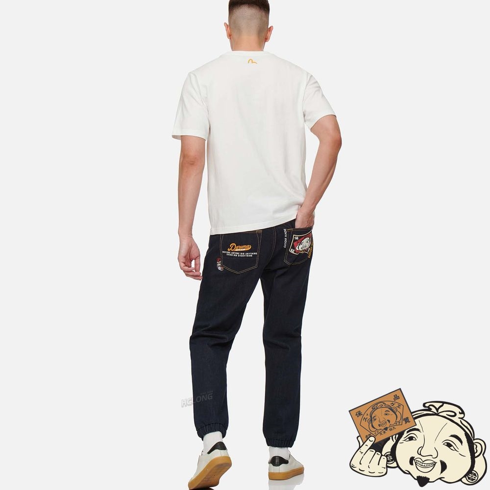 Men Evisu CALLIGRAPHY LOGO AND DARUMA PRINT T-SHIRT Blanche | 379RGCUEL