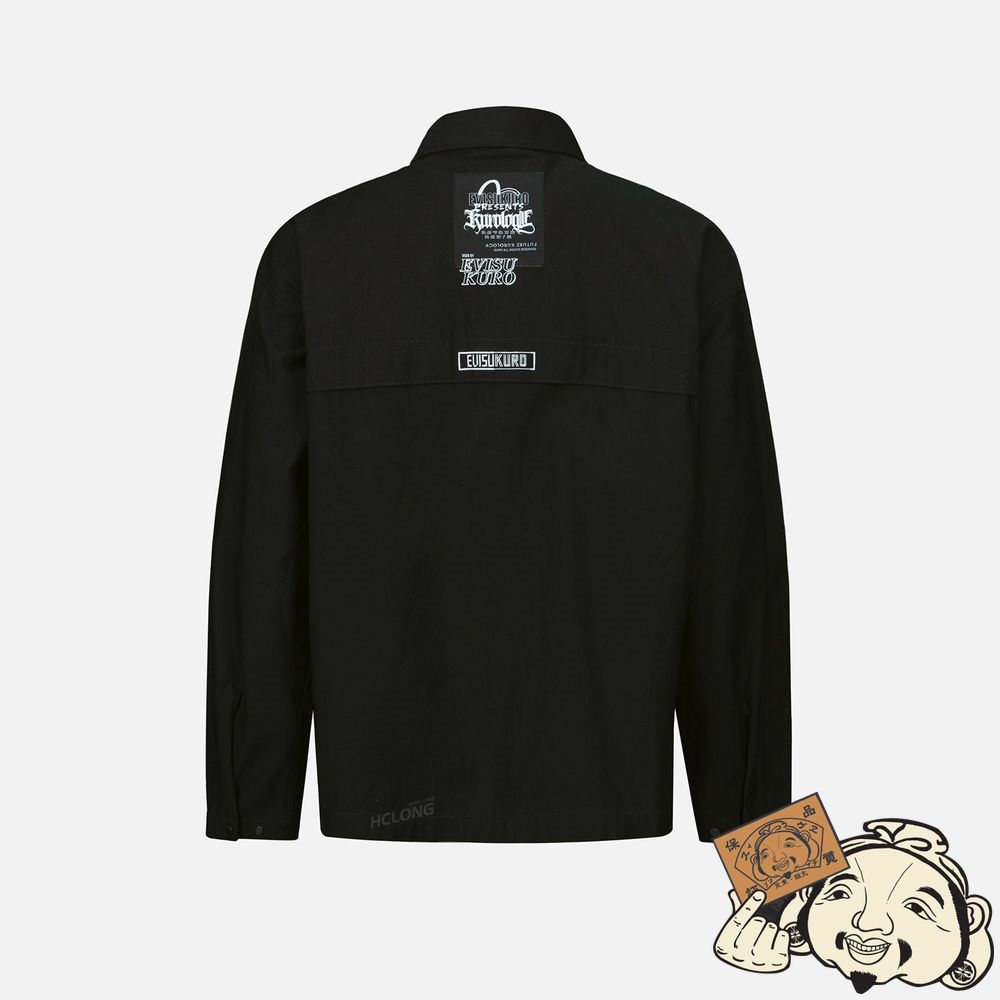 Men Evisu CALLIGRAPHY LOGO PRINTED LABEL JACKET Noir | 236ZUBMVY