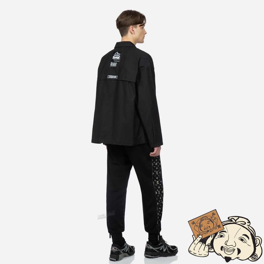 Men Evisu CALLIGRAPHY LOGO PRINTED LABEL JACKET Noir | 236ZUBMVY