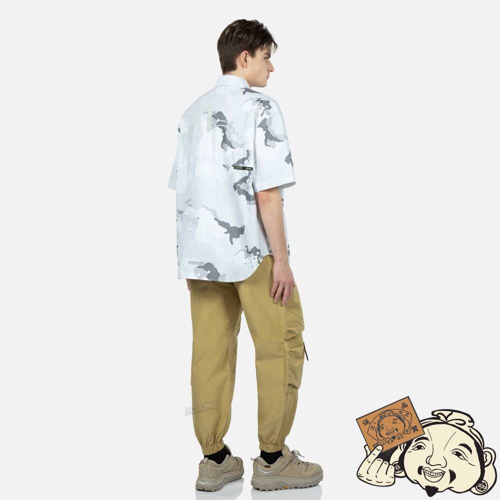 Men Evisu CAMOUFLAGE PRINT SHORT-SLEEVED SHIRT Grise | 314ITEFKG