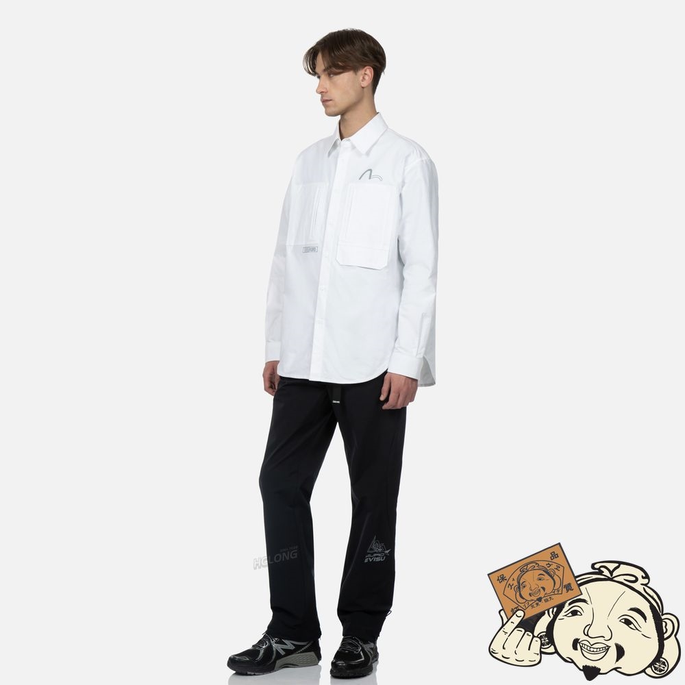Men Evisu CARGO CHEST POCKETS SHIRT Blanche | 925KOSMVP