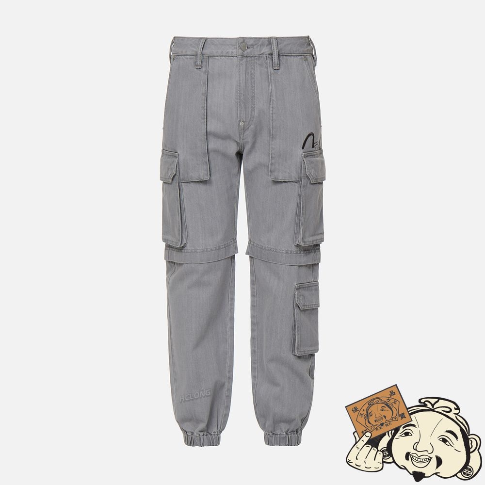 Men Evisu CARGO DENIM JOGGER PANTS Grise | 048WFRPDK