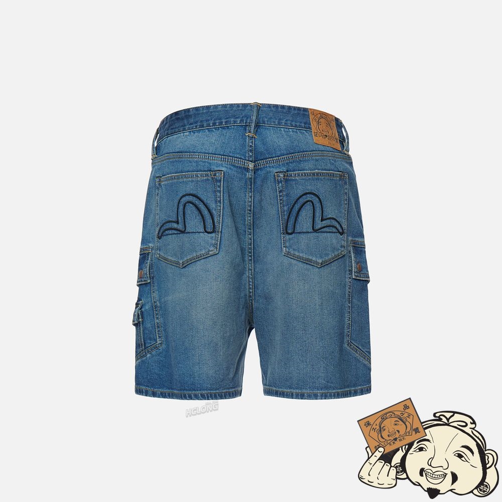 Men Evisu CARGO POCKET DENIM SHORTS Indigo | 418NDWAMI
