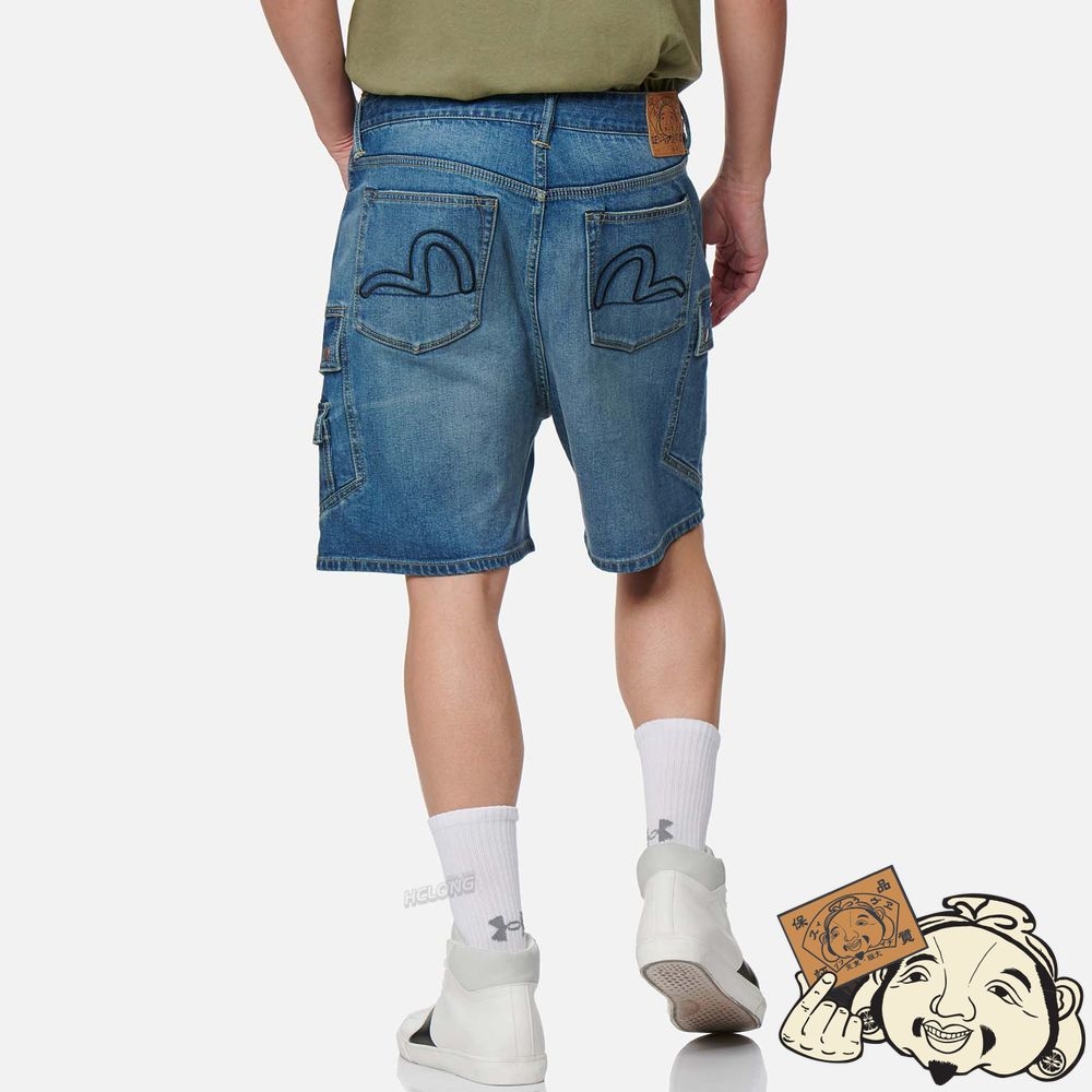 Men Evisu CARGO POCKET DENIM SHORTS Indigo | 418NDWAMI