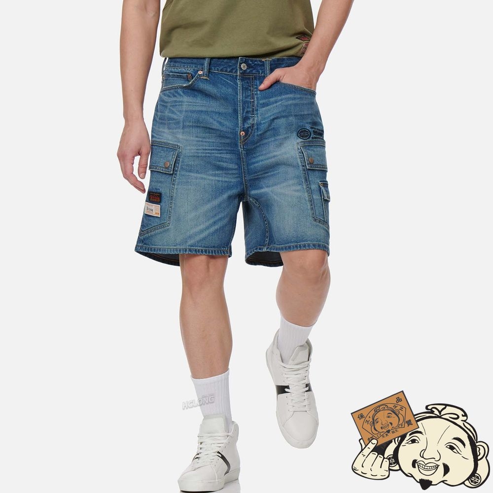 Men Evisu CARGO POCKET DENIM SHORTS Indigo | 418NDWAMI