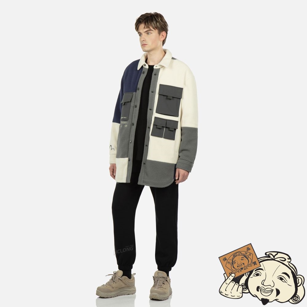 Men Evisu COLORBLOCK FLEECE SHIRT JACKET MULTIPLE | 723QKOVTC