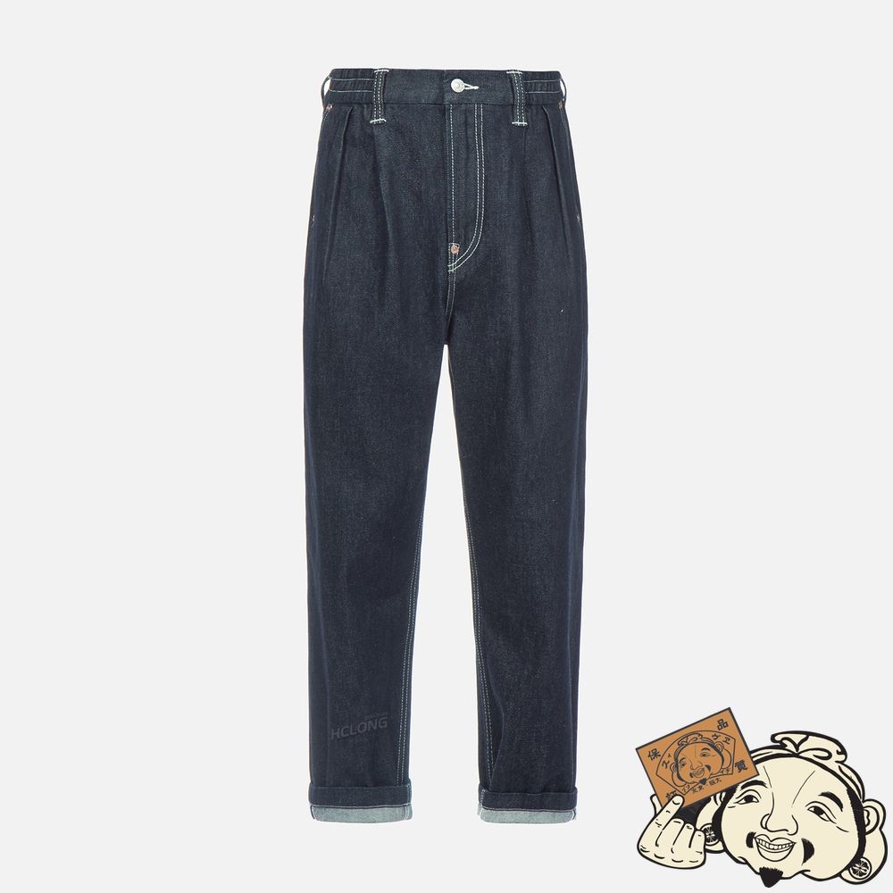 Men Evisu COLORBLOCK SEAGULL EMBROIDERED TAPERED-FIT JEANS Indigo | 871QKCTXO