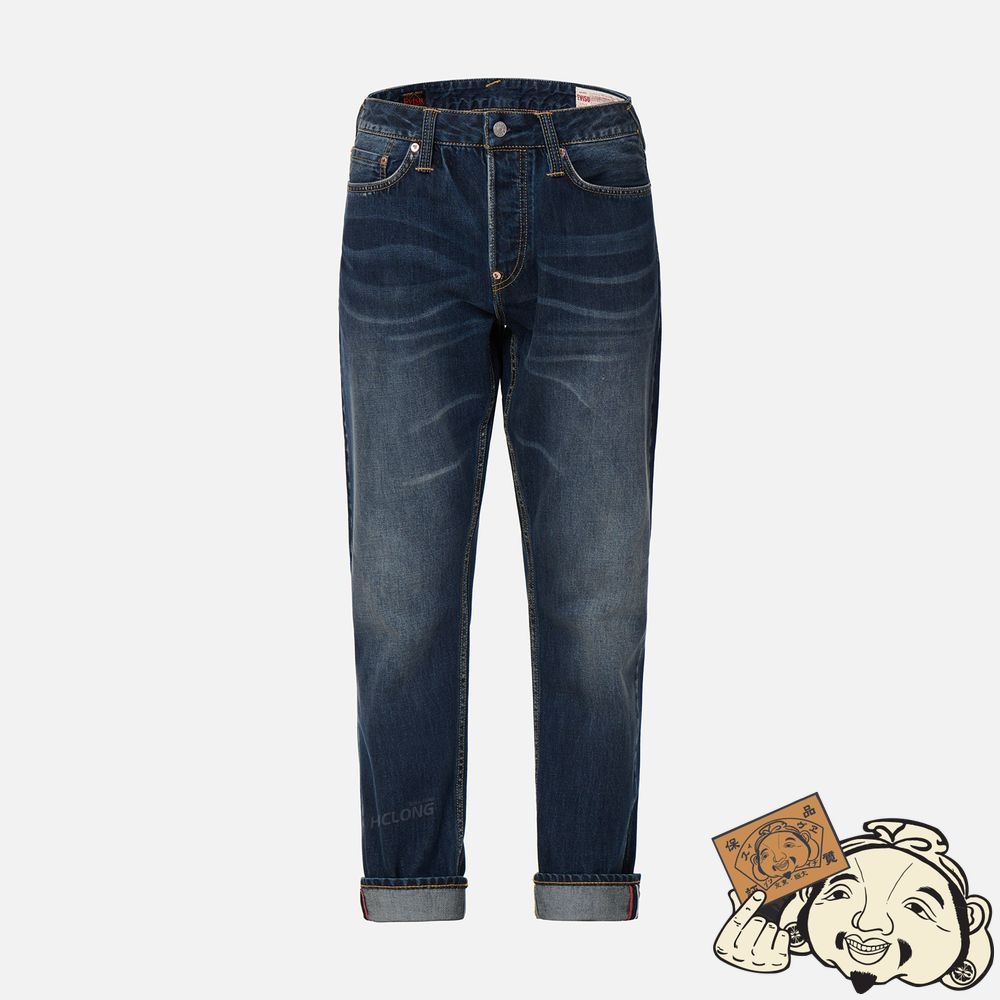 Men Evisu CONTRAST-COLOR SEAGULL PRINT CARROT-FIT JEANS #2017 Indigo | 807LUIAWN