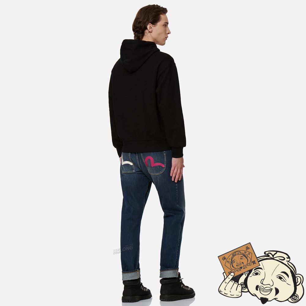 Men Evisu CONTRAST-COLOR SEAGULL PRINT CARROT-FIT JEANS #2017 Indigo | 807LUIAWN