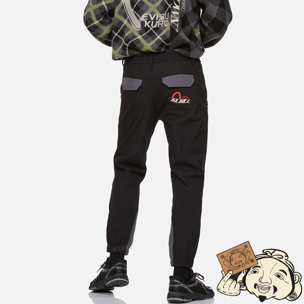 Men Evisu CONTRAST PANEL SLIM FIT SPORT PANTS Noir | 875IKVOLJ